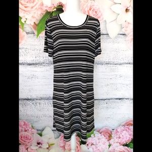 Kenneth Cole Black White Striped Tee Dress XL (14)